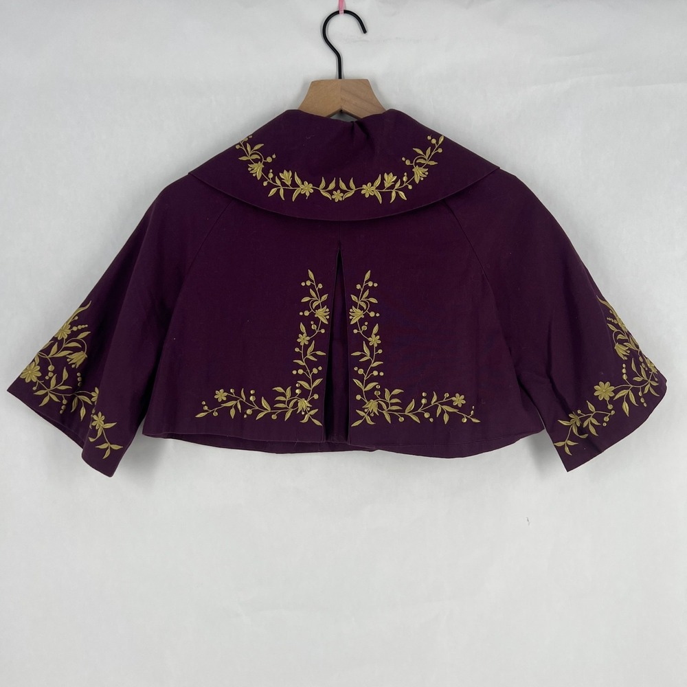 Anthropologie Odille Bolero Jacket Women's 2 Purple Gold Embroidered Cotton - Picture 8 of 16